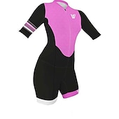 halpa Naisten triathlon-vaatteet-Naisten Lyhythihainen Pyöräily jersey ja shortsit Triathlon Tri -puku Kesä Polyesteri Tumman harmaa Mineraalin vihreä Punainen ja valkoinen Pyörä Liikunta-asut Hengittävä Nopea kuivuminen Hike