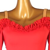 رخيصةأون قاعة الرقص القياسية-رقص الصالة فستان مفصل منفصل نسائي التدريب أداء كم طويل ارتفاع عال نايلون شيفون