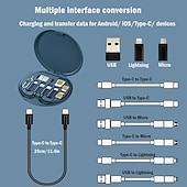 olcso Mobiltelefon-kábelek-1 csomag remax usb adapter kábel átalakító tárolódoboz több típusú töltővonal átalakító villám típusú c mikro adatátviteli eszköz tartalmaz sim kártya foglalatot tálca kiadó tű telefon tartóként használható