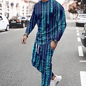 abordables Patrón 3D-Hombre Tracksuit Conjunto de sudaderas con capucha Amarillo Azul Real Azul Piscina Gris Cuello Barco Graphic Geométrico 2 Piezas Estampado Deporte Casual Deportes Impresión 3D Ropa de calle Ropa