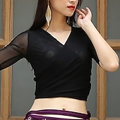 cheap Belly Dancewear-Belly Dance Top Ruching Split Joint Women&#039;s Performance Terylene