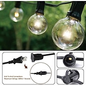 abordables Enchufe eléctrico-3m g40 luces de cadena de globo luces de patio colgantes al aire libre con 10 bombillas transparentes luces de patio conectables para decoración interior al aire libre 10 enchufes colgantes e12 base