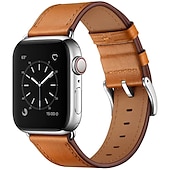 cheap Apple Watch Bands-Compatible with Apple Watch band 38mm 40mm 41mm 42mm 44mm 45mm 49mm Metal Clasp Luxury Adjustable Genuine Leather Strap Replacement Wristband for iwatch Ultra 2 Series 9 8 7 SE 6 5 4 3 2 1