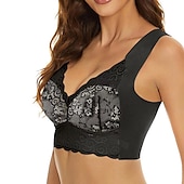 billiga Behåar-trådlösa behåar för kvinnor vadderade behåar full täckning v-hals andas push up spets ren färg pull-on stängningsdatum ledig daglig nylon sexig 1st svart blå/bh &amp;amp; braletter / 1 st hemkläder