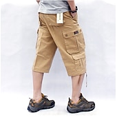 billiga Klassisk-Herr Cargo-shorts Vandringsshorts Militär Sommar Utomhus Ripstop Andningsfunktion Snabb tork Multi Pocket Capribyxor Underdelar Under knäet Amy Green Svart Bomull Klättring Camping / vandring