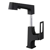 abordables Robinets de lavabo-Mitigeur d&#039;évier de salle de bain corps relevable bec verseur à 2 modes, robinet de lavabo en laiton rotatif à 360 ° monté sur le pont, avec robinet de cuve d&#039;eau chaude et froide