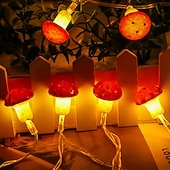 Недорогие Питание от батареек-Мushroom Decore эстетические гирлянды для спальни работающие от батареи 1,5 м 10 светодиодов  3 м 20 светодиодов гирлянды венки и подвесные декоры для комнаты стен растений
