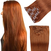 cheap Clip in Hair Extensions-Clip In Hair Extensions Human Hair 8pcs Pack Straight Natural Color Hair Extensions