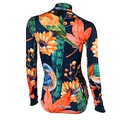 abordables Maillots de mujer-Mujer Maillot de Ciclismo Flores Botánica Manga Larga Bicicleta Maillot Camiseta con 3 bolsillos traseros MTB Bicicleta Montaña Ciclismo Carretera Secado rápido Bandas Reflectantes Bolsillo trasero