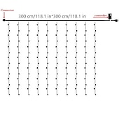 cheap Plug String Lights-1pc 3X3M IP44 Waterfall Curtain Led Fairy String Light Garland Water Flow Meteor Shower Rain Lights for Window Icicle Colorful Decor Lighting AC110V 120V 220V 230V 240V EU US Plug