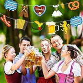 billige Fest utstyr-tysk oktoberfest fest trekke flagg München banner blå hvit rutere ferie dekorasjon forsyninger