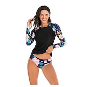 baratos Rash Guards de Uma Peça-Mulheres Maiô Rashguard Maiô de duas peças Floral Proteção Solar UV UPF50+ Secagem Rápida Manga Longa Roupa de Banho Roupa de banho Surfe Esportes Aquáticos Natação Verão