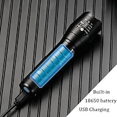 billige Campinglys-led taktisk lommelykt t6 superlys bærbar lommelykt i aluminiumslegering usb oppladbar utendørs camping taktisk blitslys