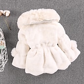 voordelige Meisjes Nepbont Jassen-Kinderen Voor meisjes Jas van imitatiebont Effen Kleur Actief Veters School jas bovenkleding 2-8 jaar Winter Zwart Wit Rood