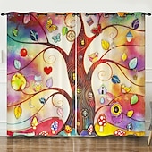 billiga Gardiner och draperier-mörkläggningsgardin draperier bondgård gardin 2 paneler svart för vardagsrum sovrum dörr kök balkong fönster behandlingar värmeisolerad