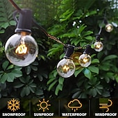 cheap Plug String Lights-Globe String Lights 15m/50FT 50LEDs G40 Outdoor Hanging Globe Patio Lights with 50 Clear Bulbs(2 Spare) UL Listed Connectable Backyard Lights for Indoor Outdoor Decor 50 Hanging Sockets E12 Base 5W Bulb Black