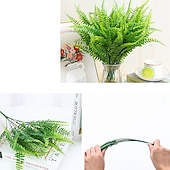 economico Piante e Fiori Artificiali-Felci artificiali per la casa all&#039;aperto 5 pezzi piante artificiali da esterno felce finta felce finta Boston verde pianta in plastica resistente ai raggi UV decorazione di nozze