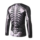 billiga skalle &amp; ben-Herr Grafisk Skelett T-shirt halloween skjorta Långärmad T-shirt 3D-tryck Rund hals Skjorta Mode Ledigt Gata Dagligen Helgdag B C Svart Vår &amp; Höst Kläder S M L XL XXL 4XL 5XL