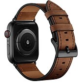cheap Apple Watch Bands-Compatible with Apple Watch band 38mm 40mm 41mm 42mm 44mm 45mm 49mm Metal Clasp Luxury Adjustable Genuine Leather Strap Replacement Wristband for iwatch Ultra 2 Series 9 8 7 SE 6 5 4 3 2 1
