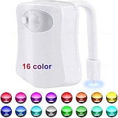 abordables Lumières de toilettes-Veilleuse de toilette pir capteur de mouvement lumières de toilette led lampe de nuit de salle de bain 16/8 couleurs éclairage de cuvette de toilette pour salle de bain salle de bain