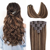 abordables Extensions à Clips-A Clipser Extensions de cheveux Cheveux Naturel humain 7 pièces Pack Droit soyeux Noir Extensions de cheveux