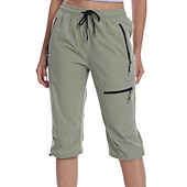 baratos Calças e Calções-Mulheres Calça Cargo Calças de Trilha Verão Ao ar livre Respirável Impermeável Secagem Rápida Leve Calças Capri Calças Com Cordão Bolso Com Zíper Cintura elástica Cinzento Escuro Preto Caça Pesca