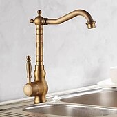 cheap Classical-Bathroom Sink Faucet Copper/Centerset Basin Faucet Single Handle One Hole Bath Taps Contain with Cold and Hot Water