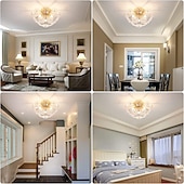 billiga Globdesign-kristallkronor koppar guld konst taklampa glas blomma konstnärlig lämplig för dekorativ belysning av sovrum garderob kök vardagsrum korridor