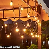 abordables Enchufe eléctrico-3m g40 luces de cadena de globo luces de patio colgantes al aire libre con 10 bombillas transparentes luces de patio conectables para decoración interior al aire libre 10 enchufes colgantes e12 base