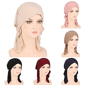 economico Cappelli-nuovo elastico di colore solido avvolgere la testa della sciarpa cappelli musulmano turbante cofano per le donne interno del cappello del hijab moda femminile turbanti cappellini