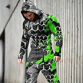 abordables Conjunto de Sudadera 3D para Hombre-Hombre Graphic Geométrico 2 piezas Conjuntos de sudaderas 3D Chándal Sudaderas Manga Larga Pantalones largos Con Capucha Ropa de calle Ropa deportiva Básico Deporte Casual Deportes Estampado