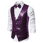preiswerte Men&#039;s Vest-Herren Weste Hochzeit Party Party / Abend Ausgehen Strassenmode Brautkleider schlicht Frühling Herbst Tasche Polyester warm halten Schnelltrocknend Feste Farbe Einreihiger Verschluss V Ausschnitt