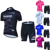 cheap Men&#039;s Clothing Sets-Men&#039;s Cycling Jersey with Shorts Short Sleeve Mountain Bike MTB Road Bike Cycling Black Pink Blue Bike Clothing Suit 3D Pad Breathable Quick Dry Back Pocket Polyester Spandex Sports Letter &amp; Number