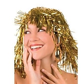 economico Parrucche di Carnevale-parrucche orpelli, costumi in maschera, parrucche lucide per feste, forniture cosplay metalliche