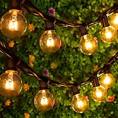 cheap Plug String Lights-Globe String Lights 15m/50FT 50LEDs G40 Outdoor Hanging Globe Patio Lights with 50 Clear Bulbs(2 Spare) UL Listed Connectable Backyard Lights for Indoor Outdoor Decor 50 Hanging Sockets E12 Base 5W Bulb Black