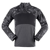 cheap Men&#039;s Active Tees &amp; Tanks-Men&#039;s Combat Shirt Tactical Military Shirt Camo / Camouflage Long Sleeve Outdoor Summer Autumn Breathable Multi-Pockets Quick Dry Sweat wicking Top Cotton Hunting Military Training Combat Jungle
