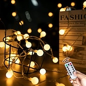 cheap Battery String Lights-10m 80LEDs Globe String Lights Mini Ball with Remote Control LED Christmas Light Ball String Lights 10m 80LED 8 Modes Lighting Waterproof Fairy Lights Wedding Party Garden Bedroom Home Decoration