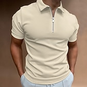 levne Pánské klasické polo-Pánské Polo na zip Golfová košile Dovolená Ležérní Čtvrtletní zip Krátký rukáv Módní Pevná barva Bez vzoru Klasika Léto Běžný Černá Bílá Námořnická modř Královská modř Bleděmodrá Polo na zip