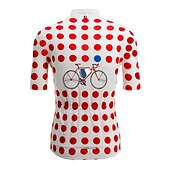 billiga Tröjor för män-Herr Cykeltröja Kortärmad Cykel Tröja Överdelar med 3 bakfickor Bergscykling Vägcykling Andningsfunktion Snabb tork Fuktabsorberande Reflexremsa Svart Vit Gul Prickig Polyester sporter Kläder
