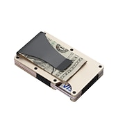 ieftine suporturi pentru carduri și cutii-Portofele subțiri pentru bărbați. Portofel din fibră de carbon RFID pentru bărbați cu clip pentru bani. Subțire portofel din aluminiu minimalist pentru carduri de credit
