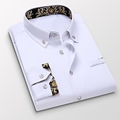 billiga Button Down-skjortor för män-Herr Skjorta Button Down skjorta Skjorta med krage Blommig Bröllop Arbete Vin Svart Vit Marinblå Långärmad Nedvikt Vår &amp; Höst Kläder Button-Down
