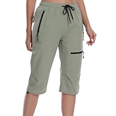 baratos Calças e Calções-Mulheres Calça Cargo Calças de Trilha Verão Ao ar livre Respirável Impermeável Secagem Rápida Leve Calças Capri Calças Com Cordão Bolso Com Zíper Cintura elástica Cinzento Escuro Preto Caça Pesca