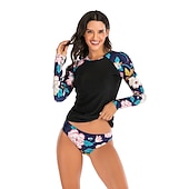 baratos Rash Guards de Uma Peça-Mulheres Maiô Rashguard Maiô de duas peças Floral Proteção Solar UV UPF50+ Secagem Rápida Manga Longa Roupa de Banho Roupa de banho Surfe Esportes Aquáticos Natação Verão
