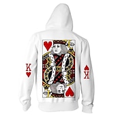 economico Patriottico-Cuore delle carte Giocando a carte Re del poker Felpa con cappuccio Ritorno a scuola Di base Harajuku Grafica Per Carnevale Ritorno a scuola Stampa 3D Feste Casual