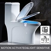 abordables Lumières de toilettes-Veilleuse de toilette pir capteur de mouvement lumières de toilette led lampe de nuit de salle de bain 16/8 couleurs éclairage de cuvette de toilette pour salle de bain salle de bain