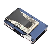 ieftine suporturi pentru carduri și cutii-Portofele subțiri pentru bărbați. Portofel din fibră de carbon RFID pentru bărbați cu clip pentru bani. Subțire portofel din aluminiu minimalist pentru carduri de credit