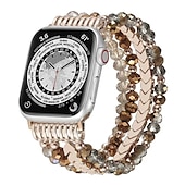 baratos Pulseiras de Apple Watch-Pulseira de joias Compatível com Pulseira Apple Watch 38mm 40mm 41mm 42mm 44mm 45mm 49mm Elástico Com Miçangas Luxo Contas pulseira de substituição para iwatch Ultra 2 Series 9 8 7 SE 6 5 4 3 2 1
