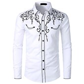 cheap Wild West-Classical Retro Vintage Blouse / Shirt West Cowboy Print Men&#039;s Carnival Masquerade Party / Evening Casual Daily Bachelorette Party Adults&#039; Shirt All Seasons
