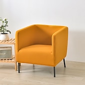 billiga Fåtöljskydd och armlöst stoltäckning-stretch fyrkantiga badkar stol vinröd slipcover sofföverdrag möbelskydd hög stretch 1 stycke soffa stolsöverdrag för vardagsrum slitstarkt spandex tyg icke glidtvättbar
