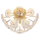 billiga Globdesign-kristallkronor koppar guld konst taklampa glas blomma konstnärlig lämplig för dekorativ belysning av sovrum garderob kök vardagsrum korridor